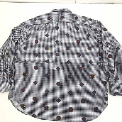 [Used] Genera Long Sleeve Shirt 80s-90s Gingham Check Shirt Cotton Shirt White/Navy L Long Sleeve -1 Multicolor [Kakogawa Logistics] 