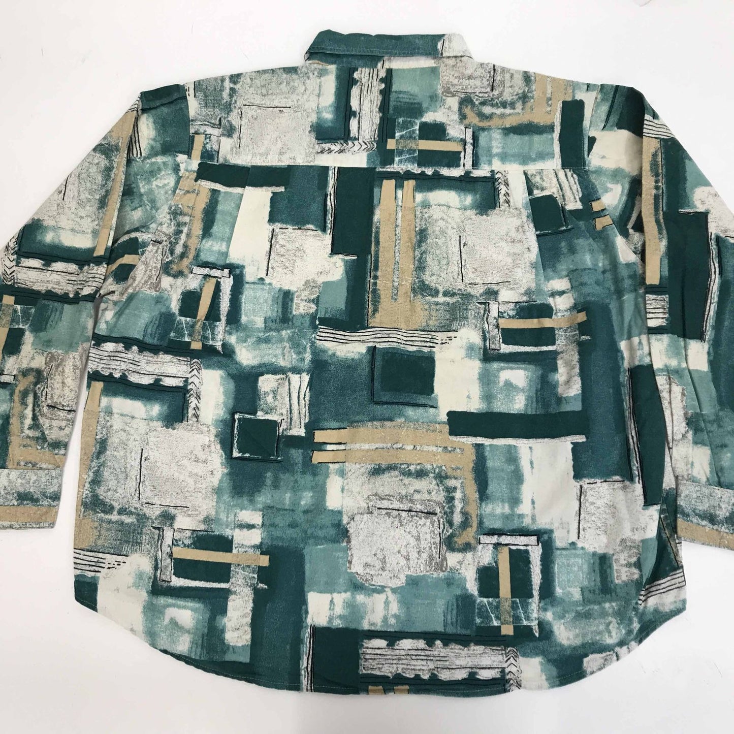 【中古】 長袖シャツ 80? 90年代 総柄シャツ コットンシャツ グリーン系 XXL 長袖 -12 その他【加古川物流】
