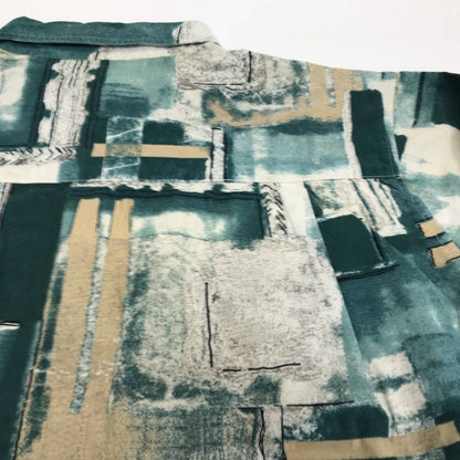 [Used] Long-sleeved shirt, 80s? 90s, all-over print shirt, cotton shirt, green, XXL, long sleeves, -12, others [Kakogawa Logistics] 