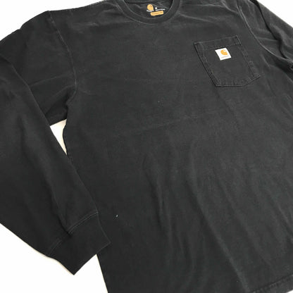 【中古】Carhartt | カーハート 半袖Ｔシャツ カーハート ORIGINAL FIT ワンポイントロゴ ポケットTシャツ ポケＴ ブラック M 長袖 ブラック サイズ：M【加古川物流】