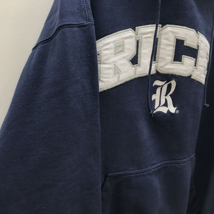 【中古】 パーカー ユーズド コットン長袖パーカー RICE UNIVERSITY ビッグアップリケ＆刺繍いり ネイビー 2XL ビッグサイズ！ ネイビー【加古川物流】