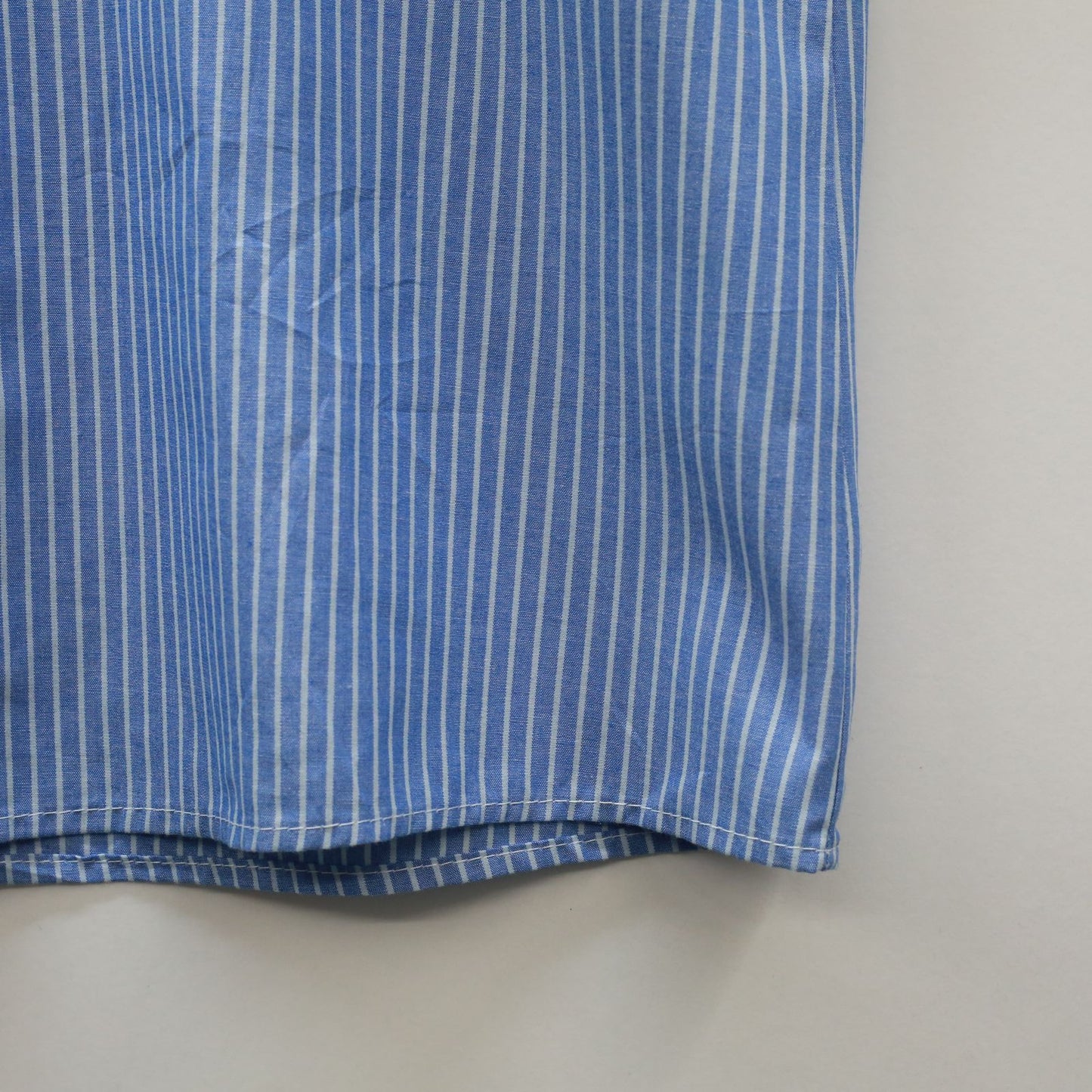 【中古】 半袖シャツ テックスリリース 半袖ワークシャツ ストライプ KERRY ワッペンM ブルー サイズ：M【加古川物流】