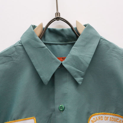 [Used] Short-sleeved shirt Perfect Short-sleeved work shirt Patch Bear Green L Green Size: L [Kakogawa Logistics] 
