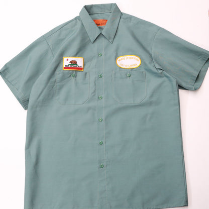[Used] Short-sleeved shirt Perfect Short-sleeved work shirt Patch Bear Green L Green Size: L [Kakogawa Logistics] 