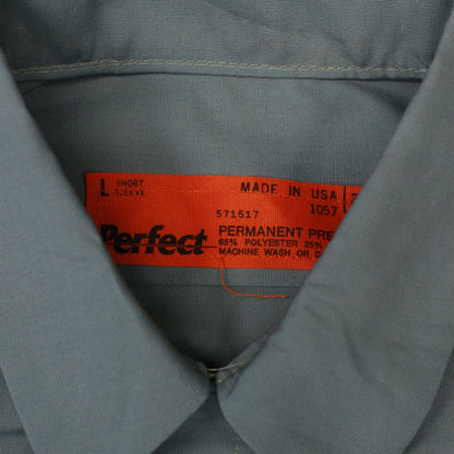 [Used] Short-sleeved shirt Perfect Short-sleeved work shirt Patch Bear Green L Green Size: L [Kakogawa Logistics] 