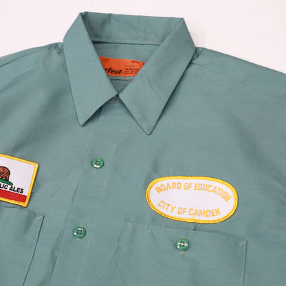 [Used] Short-sleeved shirt Perfect Short-sleeved work shirt Patch Bear Green L Green Size: L [Kakogawa Logistics] 