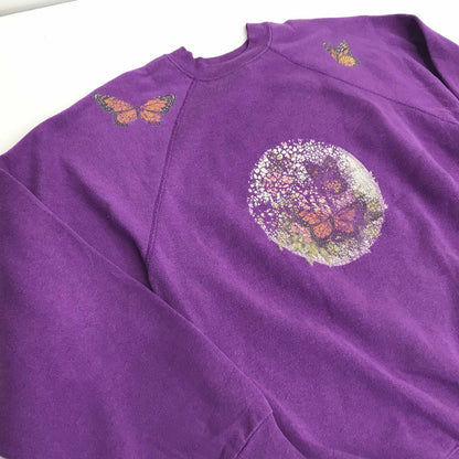 [Used] Sweatshirt Tartex 80s-90s Butterfly Print Raglan Sweatshirt Purple XL Long Sleeve -13 Purple [Kakogawa Logistics] 