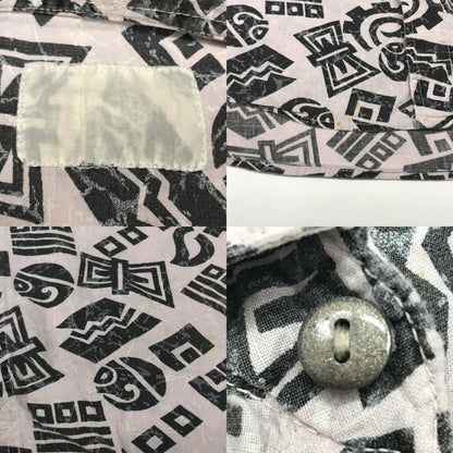 【中古】 半袖シャツ 80～90年代 ピンクとブラック ポップエスニック全柄 総柄半袖 シャツ アロハシャツ ロカビリー風？ XL ピンク【加古川物流】