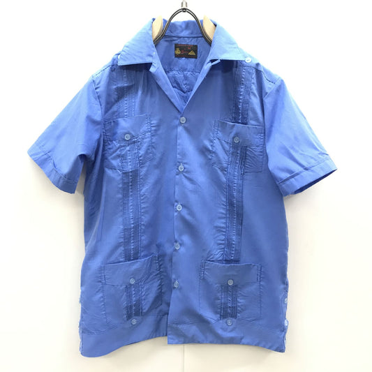 [Used] Long-sleeved shirt, Yucatan, 60s-70s, short-sleeved, vintage, kids' Cuban shirt, children's clothing, GYAYABERA SHIRTS, deep sax blue, parent-child pair, blue [Kakogawa Logistics] 