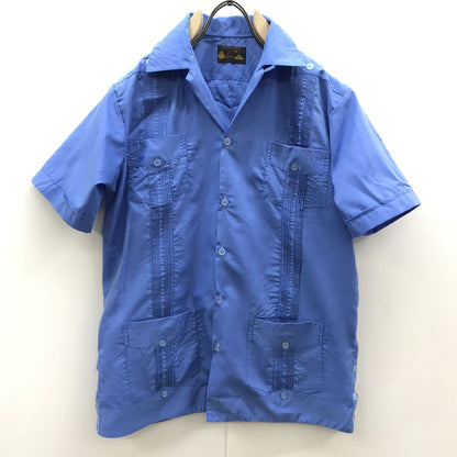 [Used] Long-sleeved shirt, Yucatan, 60s-70s, short-sleeved, vintage, kids' Cuban shirt, children's clothing, GYAYABERA SHIRTS, deep sax blue, parent-child pair, blue [Kakogawa Logistics] 