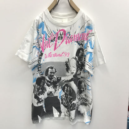 [Used] Short-sleeved T-shirt Neil Diamond 90s Short-sleeved T-shirt All-over pattern IN THE ROUND TOUR 1993 Rock T-shirt Band T-shirt White XL White [Kakogawa Logistics] 