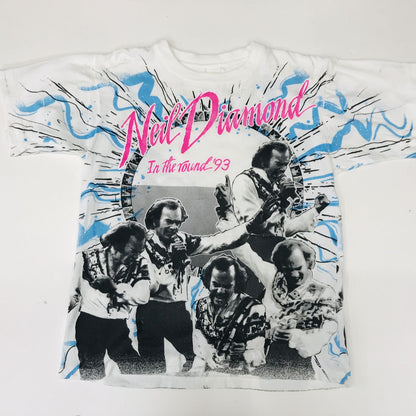 [Used] Short-sleeved T-shirt Neil Diamond 90s Short-sleeved T-shirt All-over pattern IN THE ROUND TOUR 1993 Rock T-shirt Band T-shirt White XL White [Kakogawa Logistics] 