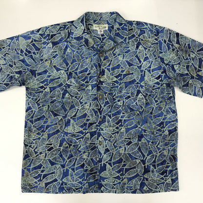 [Used] Orvis long-sleeved shirt, 90s-00s, short-sleeved all-over print shirt, fish pattern, tie-dye style, all-over print shirt, equivalent to XXL, blue, size L [Kakogawa Logistics] 
