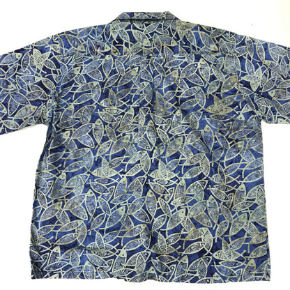 [Used] Orvis long-sleeved shirt, 90s-00s, short-sleeved all-over print shirt, fish pattern, tie-dye style, all-over print shirt, equivalent to XXL, blue, size L [Kakogawa Logistics] 