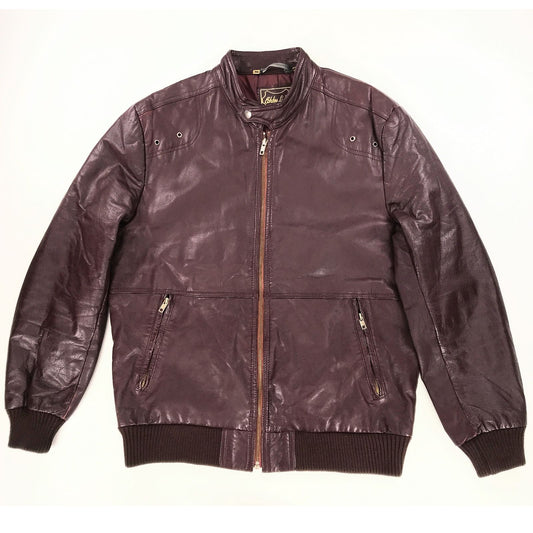 【中古】 その他アウター シーアンドエー 70～ 80年代 シングルライダース スランドカラー ジップ レザージャケット ボルドー XL 位 長袖 ブラウン【加古川物流】