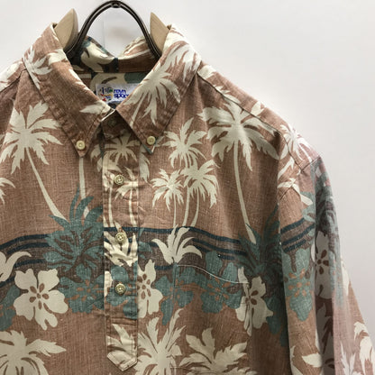 [Used] Reyn Spooner | Reyn Spooner long sleeve shirt Reyn Spooner 90s bikini tag short sleeve aloha shirt palm tree and hibiscus pattern brown Hawaiian shirt XL brown [Kakogawa Logistics] 