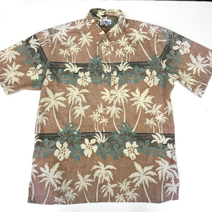 [Used] Reyn Spooner | Reyn Spooner long sleeve shirt Reyn Spooner 90s bikini tag short sleeve aloha shirt palm tree and hibiscus pattern brown Hawaiian shirt XL brown [Kakogawa Logistics] 