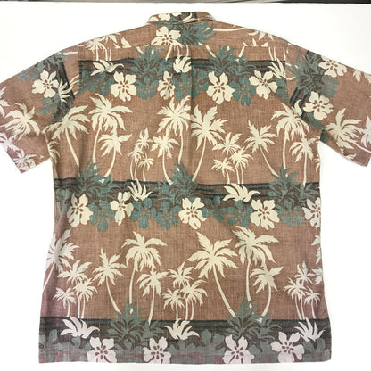 [Used] Reyn Spooner | Reyn Spooner long sleeve shirt Reyn Spooner 90s bikini tag short sleeve aloha shirt palm tree and hibiscus pattern brown Hawaiian shirt XL brown [Kakogawa Logistics] 