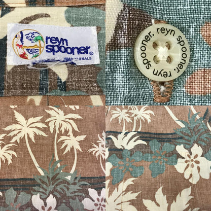 [Used] Reyn Spooner | Reyn Spooner long sleeve shirt Reyn Spooner 90s bikini tag short sleeve aloha shirt palm tree and hibiscus pattern brown Hawaiian shirt XL brown [Kakogawa Logistics] 