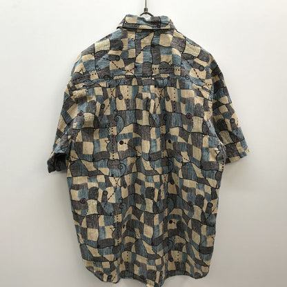 [Used] Long-sleeved shirt Territory Ahead Linen-blend heavy cotton Short-sleeved shirt Pop ethnic art pattern XXL Multicolor Size: L [Kakogawa Logistics] 