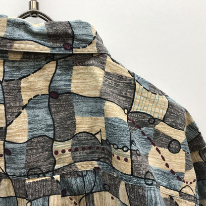 [Used] Long-sleeved shirt Territory Ahead Linen-blend heavy cotton Short-sleeved shirt Pop ethnic art pattern XXL Multicolor Size: L [Kakogawa Logistics] 