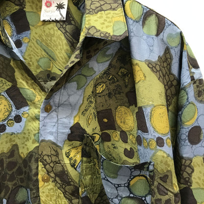 [Used] Long-sleeved shirt Surya Creations Rayon Patterned shirt Short-sleeved shirt Tropical motif pattern? XL Multicolor [Kakogawa Logistics] 