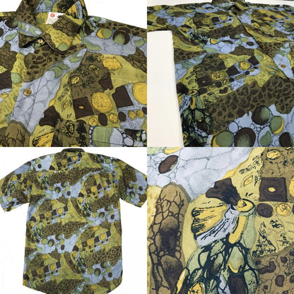 [Used] Long-sleeved shirt Surya Creations Rayon Patterned shirt Short-sleeved shirt Tropical motif pattern? XL Multicolor [Kakogawa Logistics] 