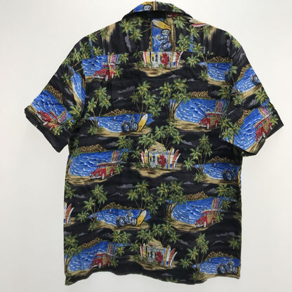 [Used] RJC | RJC short-sleeved shirt 80s-90s RJC Aloha Hawaiian shirt Black Motorcycle pattern Black Size: L [Kakogawa Logistics] 