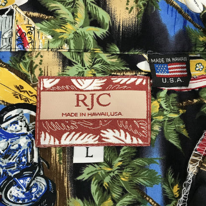 [Used] RJC | RJC short-sleeved shirt 80s-90s RJC Aloha Hawaiian shirt Black Motorcycle pattern Black Size: L [Kakogawa Logistics] 