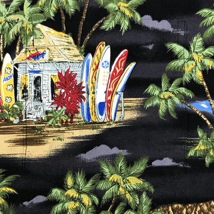 [Used] RJC | RJC short-sleeved shirt 80s-90s RJC Aloha Hawaiian shirt Black Motorcycle pattern Black Size: L [Kakogawa Logistics] 