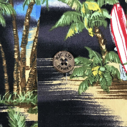 [Used] RJC | RJC short-sleeved shirt 80s-90s RJC Aloha Hawaiian shirt Black Motorcycle pattern Black Size: L [Kakogawa Logistics] 