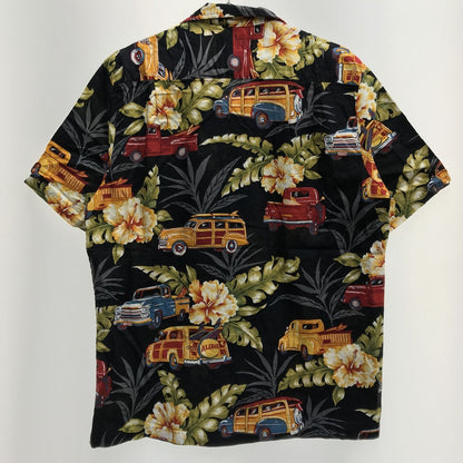 [Used] RJC | RJC Short Sleeve Shirt 70s-80s RJC Aloha Hawaiian Shirt Black WOODY WAGON Pattern Black Size: L [Kakogawa Logistics] 