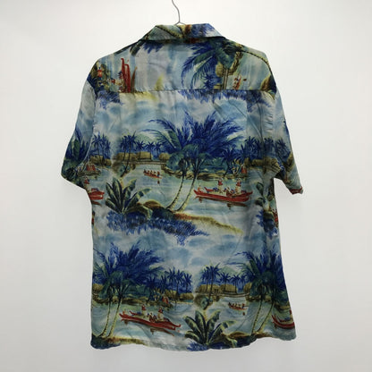 [Used] Short-sleeved shirt, 70s-80s, KENNINGTON, Aloha, Hawaiian shirt, light blue, vintage pattern, blue, size L [Kakogawa Logistics] 
