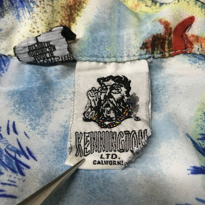 [Used] Short-sleeved shirt, 70s-80s, KENNINGTON, Aloha, Hawaiian shirt, light blue, vintage pattern, blue, size L [Kakogawa Logistics] 