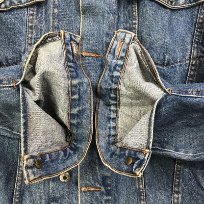 [Used] Denim remake! No-collar denim jacket -1 Navy [Kakogawa Logistics] 