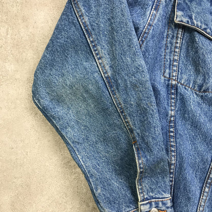 [Used] Denim remake! No-collar denim jacket -1 Navy [Kakogawa Logistics] 