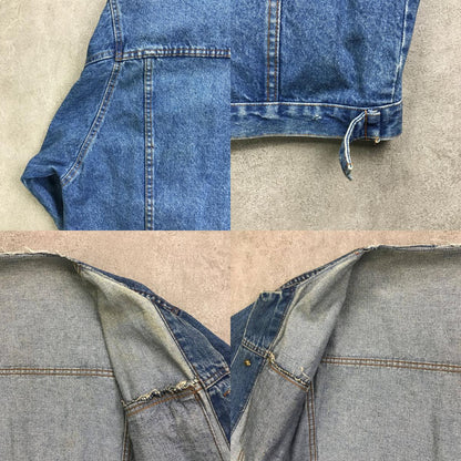 [Used] Denim remake! No-collar denim jacket -1 Navy [Kakogawa Logistics] 