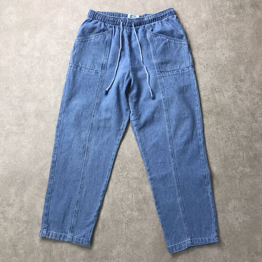 【中古】 パンツ 80～90年代 ANTHOLOGY DENIM ウエストひも付き！デニムイージーリラックステーパードパンツ ブルー【加古川物流】