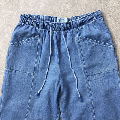 【中古】 パンツ 80～90年代 ANTHOLOGY DENIM ウエストひも付き！デニムイージーリラックステーパードパンツ ブルー【加古川物流】