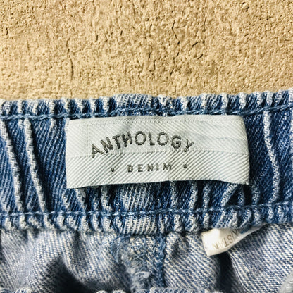 【中古】 パンツ 80～90年代 ANTHOLOGY DENIM ウエストひも付き！デニムイージーリラックステーパードパンツ ブルー【加古川物流】