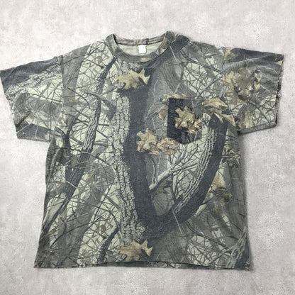 [Used] Short-sleeved T-shirt XXL Short-sleeved Made in USA Real Camo REAL TREE HARDWOODS 20-200 T-shirt Vintage MADE IN USA Survival game Multicolor Size: XXL [Kakogawa Logistics] 