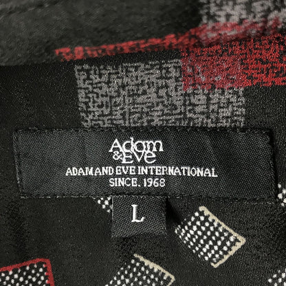 [Used] Short-sleeved shirt L 90s JPN VINTAGE Adam &amp; Eve all-over print polyester shirt short sleeves continuous square diamond pattern red and black and white art-style pattern vintage other [Kakogawa Logistics] 