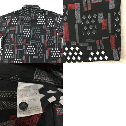 [Used] Short-sleeved shirt L 90s JPN VINTAGE Adam &amp; Eve all-over print polyester shirt short sleeves continuous square diamond pattern red and black and white art-style pattern vintage other [Kakogawa Logistics] 