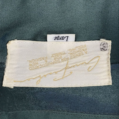 [Used] Short-sleeved shirt L 90s all-over pattern open shirt polyester short-sleeved shirt watercolor-style floating on the water art pattern vintage green size: L [Kakogawa Logistics] 