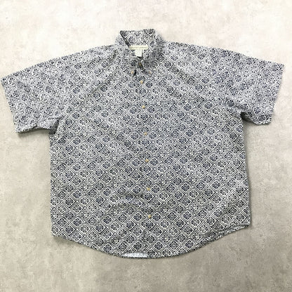 [Used] Short-sleeved shirt XL 90s Munsing print Monogram pattern Cotton shirt Short sleeve Vintage Other Size: XL [Kakogawa Logistics] 