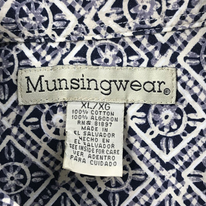 [Used] Short-sleeved shirt XL 90s Munsing print Monogram pattern Cotton shirt Short sleeve Vintage Other Size: XL [Kakogawa Logistics] 