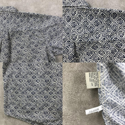 [Used] Short-sleeved shirt XL 90s Munsing print Monogram pattern Cotton shirt Short sleeve Vintage Other Size: XL [Kakogawa Logistics] 