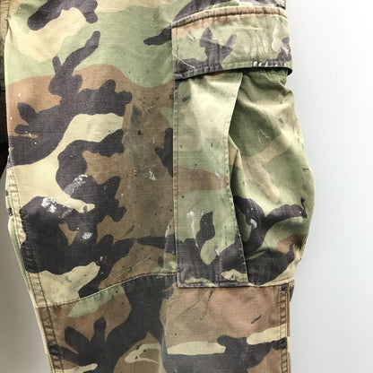 【中古】 パンツ 80年代? 米軍 ウッドランドカモ 迷彩 リップストップ ミリタリー カーゴパンツ コンバットパンツ BDU パンツ USA製 メンズ MEDIUM-REGULAR マルチカラー【加古川物流】