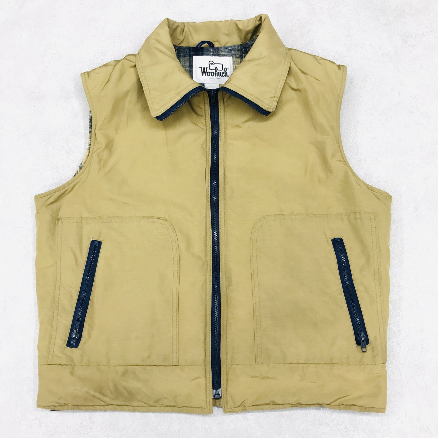 WOOLRICH | ウールリッチ ブルゾン 70年代～80年代 USA製 ウールリッチ WOOLRICH ベスト ロクヨンクロス 60/49 ベージュ 裏ウールライナー付き ベージュ サイズ：L