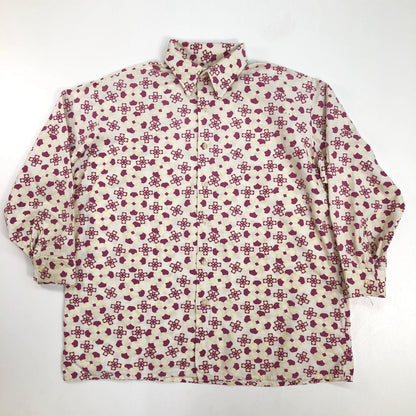 [Used] VINTAGE clothing | Vintage Iryo 60s-70s EURO pajama shirt geometric pattern made in Vietnam long sleeve shirt [Kakogawa Logistics] 